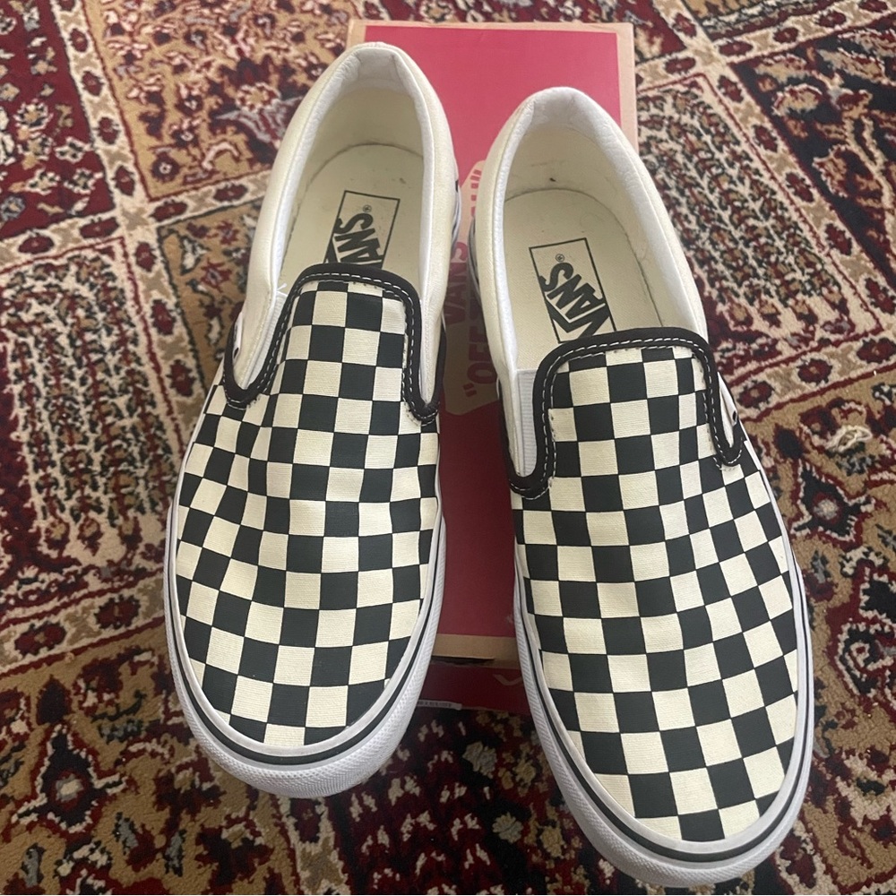 Checkered vans. 10 women and 8.5 men. Hardly worn!